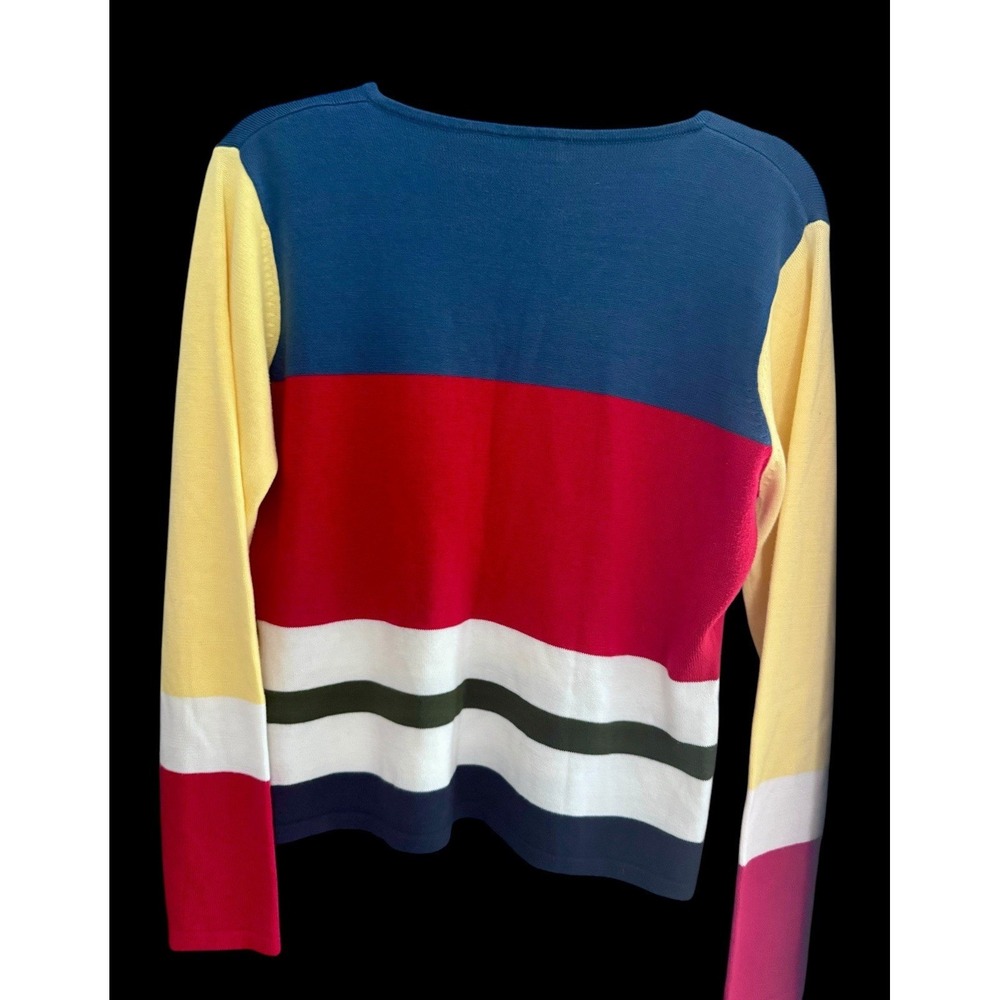 Paul Harris Design Womens Vintage Colorblock Striped V-Neck Sweater Large L - Picture 2 of 6